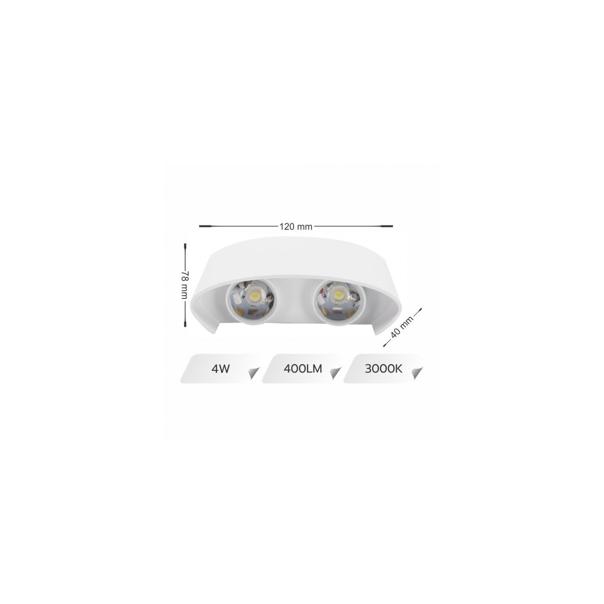APLICA LED PERETE LUMARO 4W 400LM 3000K ALBA 120*78*40MM