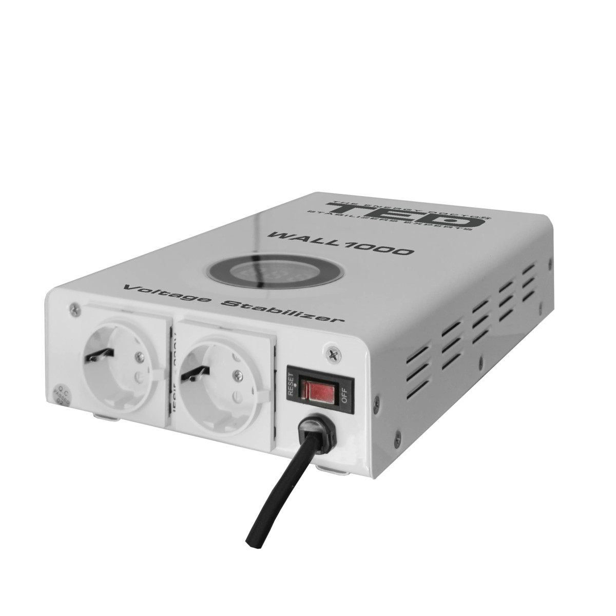 Stabilizator de tensiune de perete AVR 1000VA 600W – Afișaj LCD – 2 ieșiri – TED Electric