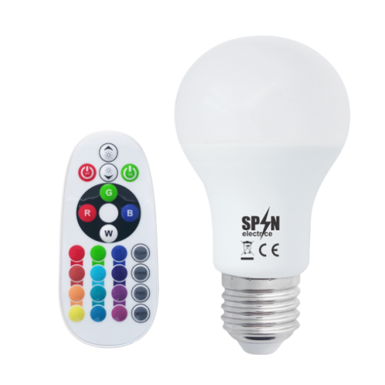 Bec Led E27 8W 70W  Rgb+6400K  lumina rece  850Lm + Smart Kit Telecomanda