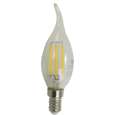 Bec Filament Lumanare E14, 4W egal 45W, 3000K, lumina calda
