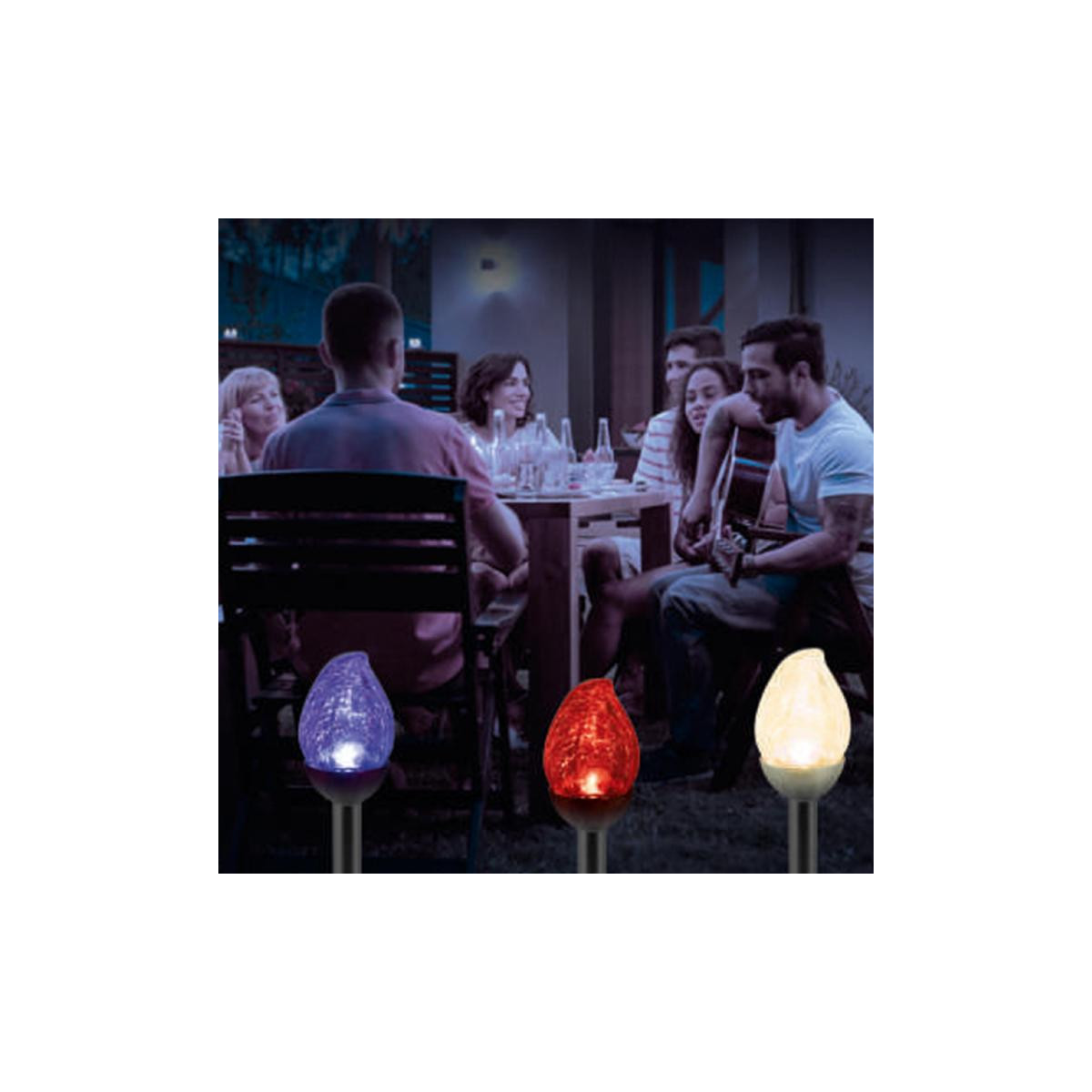 Lampa solara de gradina Home MX 815 LED, inaltime 42 cm, schimbatoare de culoare, metal/sticla