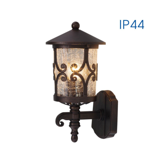 Aplica in sus de exterior 1 x E27 IP44 design sticla-crapata finisaj ruginiu