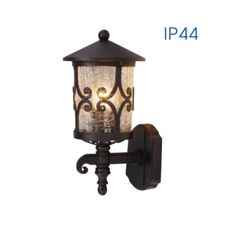 Aplica in sus de exterior 1 x E27 IP44 design sticla-crapata finisaj ruginiu