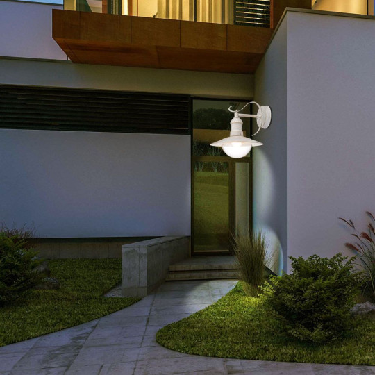 Aplica in jos de exterior, 1 x E27, IP44, design modern, finisaj alb rustic