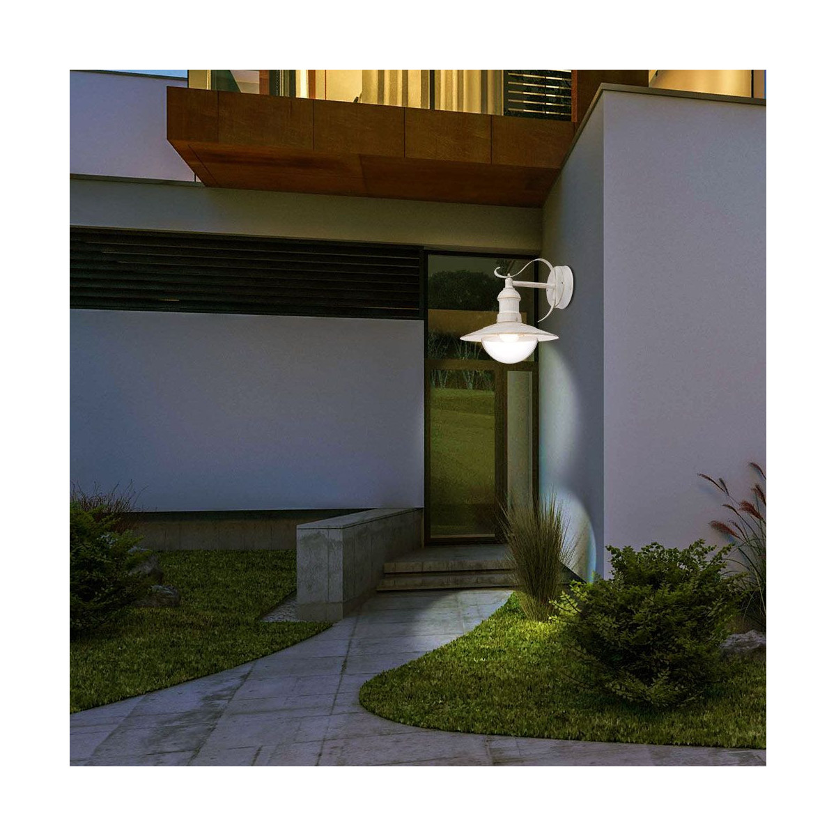 Aplica in jos de exterior, 1 x E27, IP44, design modern, finisaj alb rustic