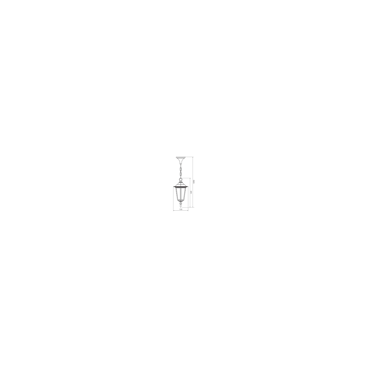 Pendul de exterior, 1 x E27, IP44, design clasic, finisaj negru mat