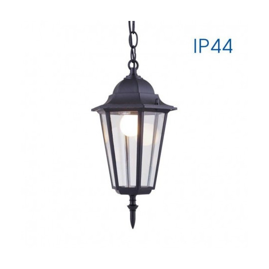 Pendul de exterior, 1 x E27, IP44, design clasic, finisaj negru mat
