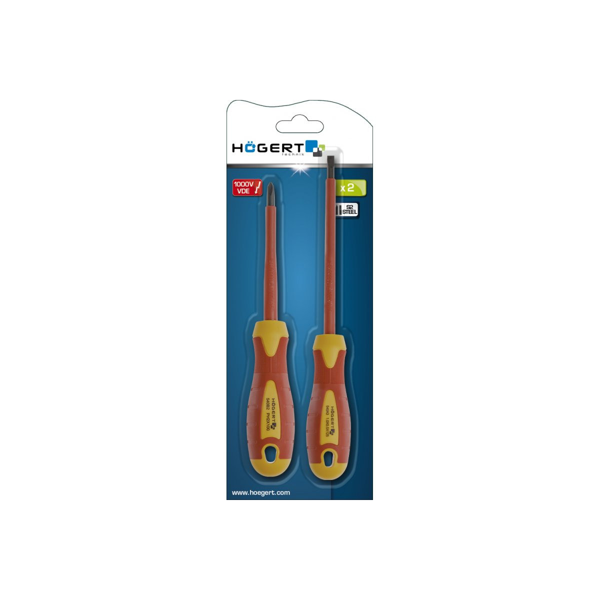 Set de șurubelnițe izolate din 2 piese, 1000 V, oțel S2