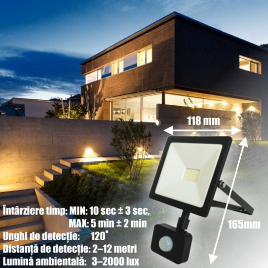 Proiector Led SMD Galaxy cu Senzor de Miscare, 10W  50W, 6000K, lumina rece