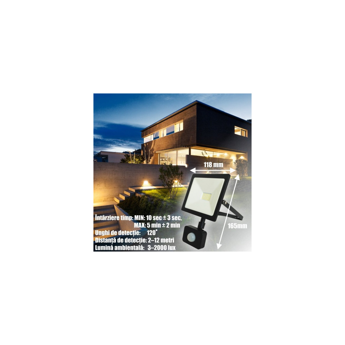 Proiector Led SMD Galaxy cu Senzor de Miscare, 10W  50W, 6000K, lumina rece