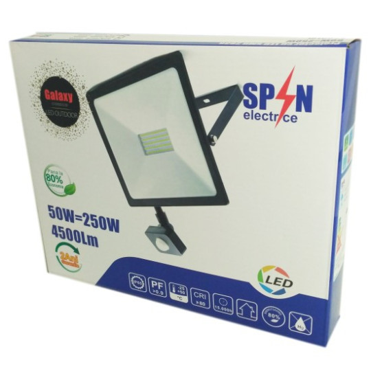 Proiector Led SMD Galaxy cu Senzor de Miscare, 50W  200W, 6000K, lumina rece