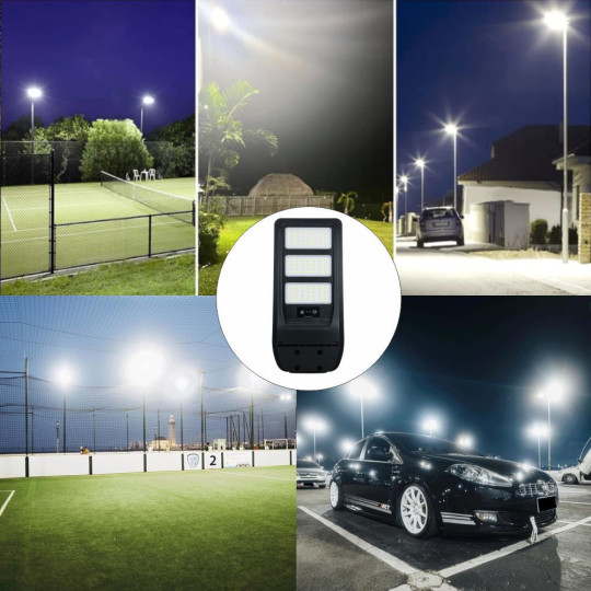 Corp Stradal cu sensor de miscare,panou solar monocristalin integrat si telecomanda - 90W/6500k