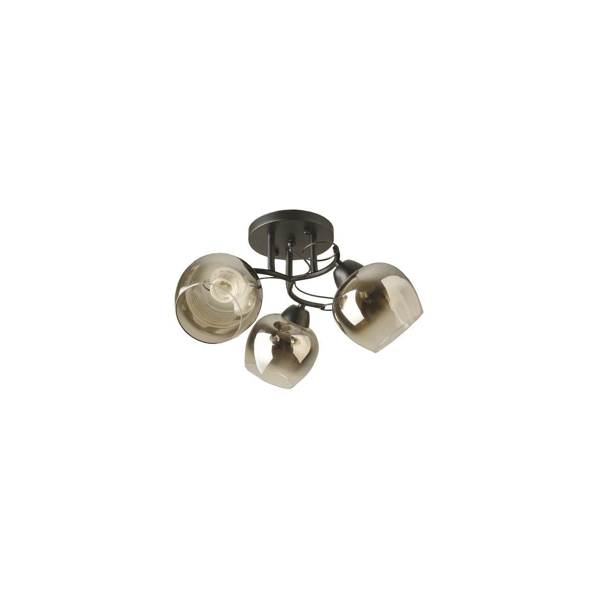 Lustră Kano KL100041, 3xE27, D:52 cm, metal negru, sticlă fumurie